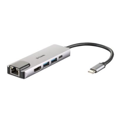 Imagem de Docking Station D-Link Type-C 2 Portas USB3.0 + ThunderBolt 3 + RJ45 Multiport DUB-M520 60W Cinza