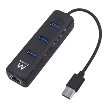 Imagem de Hub USB3.0 3 Portas + RJ45 Gigabit Ewent Preto