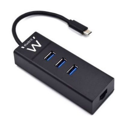 Imagem de Hub Type-C 3 Portas USB3.0 + RJ45 Gigabit Ewent Preto