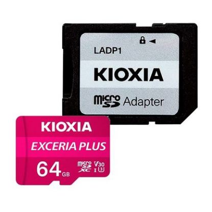 Imagem de MicroSD Kioxia Exceria Plus UHS-I 64GB Class10 (U3) V30 A1 65/100MB/s + AdaptadorSD