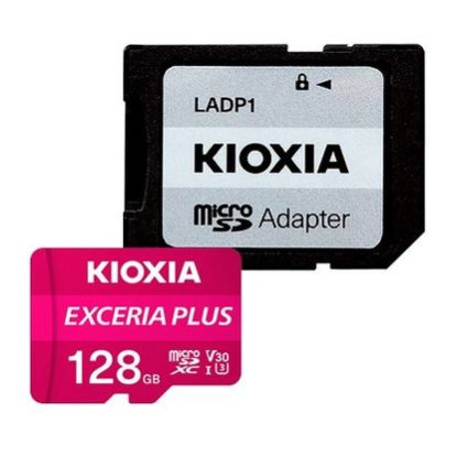 Imagem de MicroSD Kioxia Exceria Plus UHS-I 128GB Class10 (U3) V30 A1 65/100MB/s + AdaptadorSD