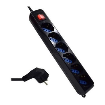 Imagem de Bloco de 6 tomadas Ewent c/ Switch Preto - 1.5Mtr