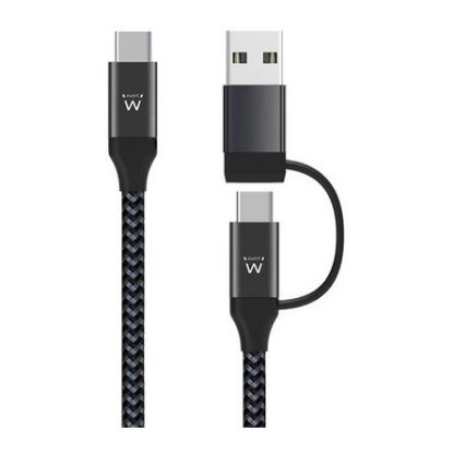 Imagem de Cabo Type-C p/ Type-C & USB2.0 Ewent Charging 60W Preto - 1Mtr