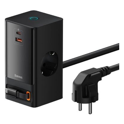 Imagem de Carregador de Tomada Baseus PowerCombo 65W Preto