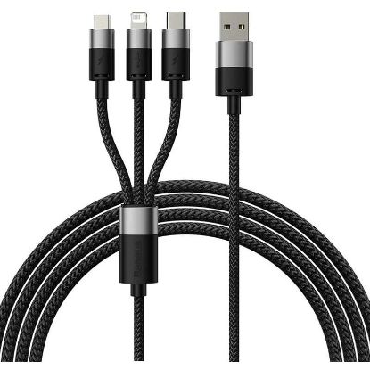Imagem de Cabo USB2.0 p/ Lightning/Type-C/MicroUSB Baseus OTG StarSpeed Preto - 1.2Mtr