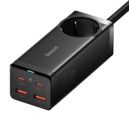 Imagem de Carregador de Tomada Baseus 2 Portas USB + 2 Portas Type-C + AC GaN3 Pro Fast Charge 100W Branco