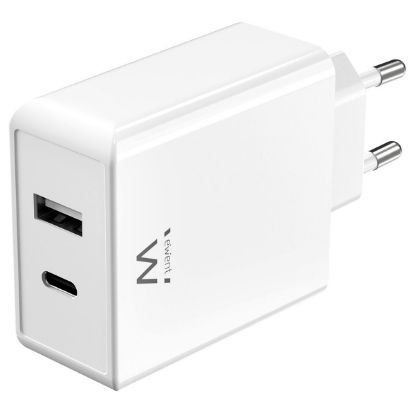 Imagem de Carregador de Tomada Ewent USB + Type-C 45W Branco