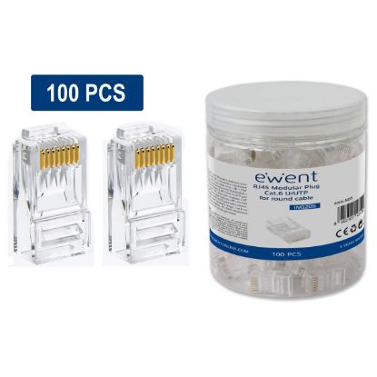 Imagem de Ficha de Rede RJ45 Ewent Modulares Cat.6 U/UTP (Pack100)