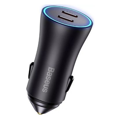 Imagem de Carregador de Isqueiro Baseus 2 Portas Type-C 40W Cinza