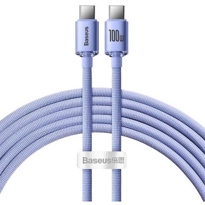 Imagem de Cabo USB3.1 Type-C 100W Baseus Crystal Shine Roxo - 1.2Mtr