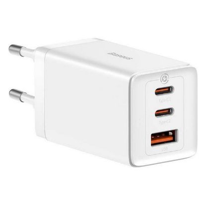 Imagem de Carregador de Tomada Baseus 2 Portas Type-C + USB GaN5 Pro Dual Fast Charger 100W Branco