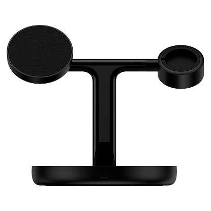 Imagem de Carregador Wireless Baseus Swan 3-em-1 MagSafe 20W Preto c/ Adaptador de Corrente 12V