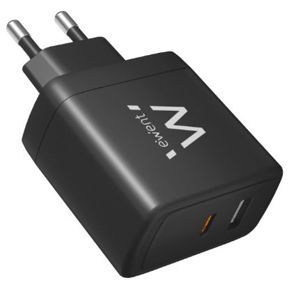 Imagem de Carregador de Tomada Ewent USB + Type-C 65W Preto