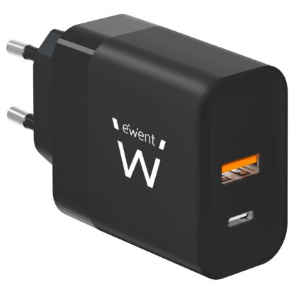 Imagem de Carregador de Tomada Ewent USB + Type-C 45W Preto