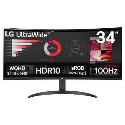 Imagem de Monitor LG 34" 34WR50QK-B VA WQHD 21:9 Curvo 100Hz (5ms)