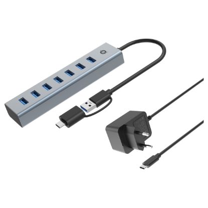 Imagem de Hub Type-C/USB3.0 7 Portas USB3.0 Conceptronic HUBBIES21GP Cinza + Transformador