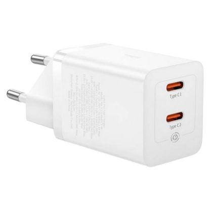Imagem de Carregador de Tomada Baseus 2 Portas Type-C GaN5 Fast Charge 40W Branco