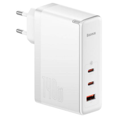 Imagem de Carregador de Tomada Baseus 2 Portas Type-C + USB GaN5 Pro Fast Charge 140W Branco