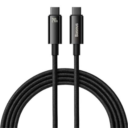 Imagem de Cabo Type-C to Type-C Tungsten Dourado Fast Charging Data 240W Baseus Preto -1Mtr