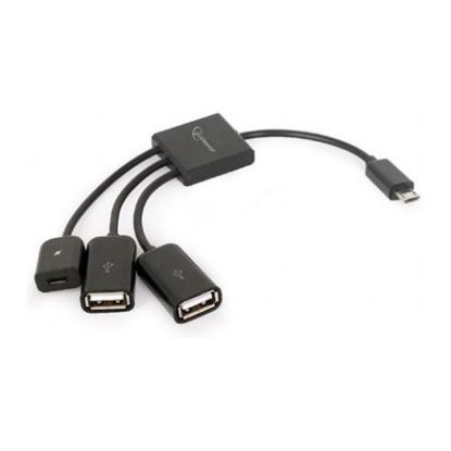 Imagem de Cabo Adaptador OTG MicroUSB p/ HUB2.0 Multiportas Gembird