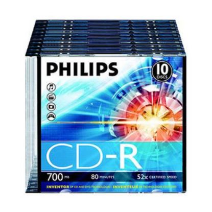 Imagem de CD-R 52x Philips 700Mb Pack10 SlimCase