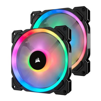 Imagem de Ventoinha 140mm Corsair LL140 Dual Light Loop RGB LED PWM (Pack2) + Controlador