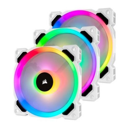 Imagem de Ventoinha 120mm Corsair LL120 Dual Light Loop RGB LED PWM (Pack3) Branca + Controlador