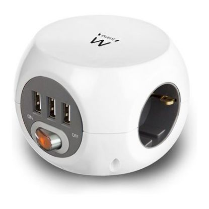 Imagem de Bloco de 3 tomadas Ewent EW3939 + 3 Portas USB 2.4A Branco