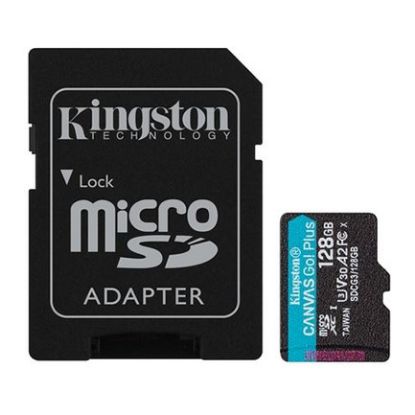 Imagem de MicroSD Kingston 128Gb Class10 (U3) 4K Canvas Go Plus 170/90MB/s + AdaptadorSD