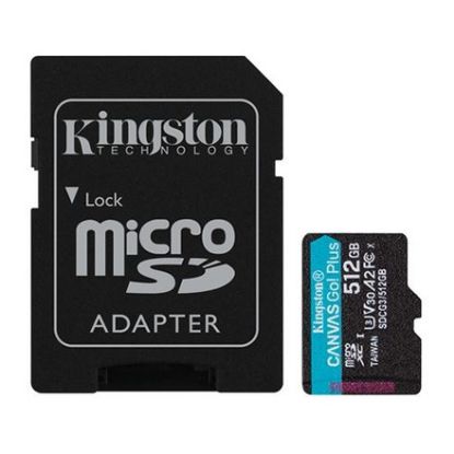 Imagem de MicroSD Kingston 512Gb Class10 (U3) 4K Canvas Go Plus 170/90MB/s + AdaptadorSD