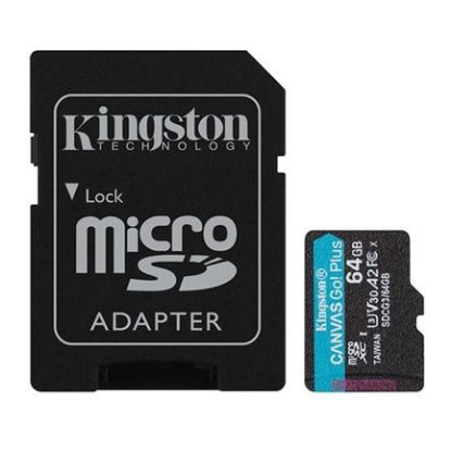 Imagem de MicroSD Kingston 64Gb Class10 (U3) 4K Canvas Go Plus 170/70MB/s + AdaptadorSD