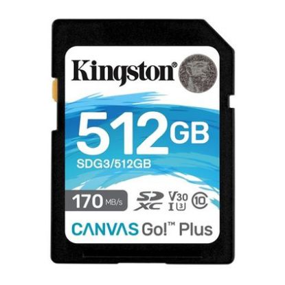 Imagem de Secure Digital Kingston 512Gb Class10 (U3) 4K 90/170MB/s Canvas Go! Plus