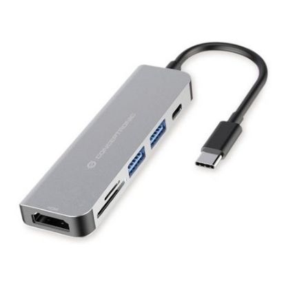 Imagem de Hub Type-C 2 Portas USB3.0 + Multiport Conceptronic Cinza