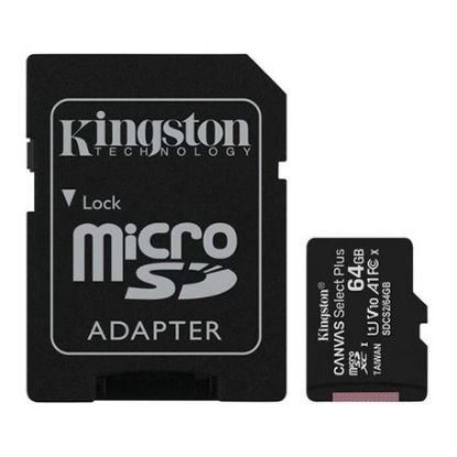 Imagem de MicroSD Kingston 3x 64Gb Class10 (U1) FullHD Canvas Select Plus 100MB/s + AdaptadorSD