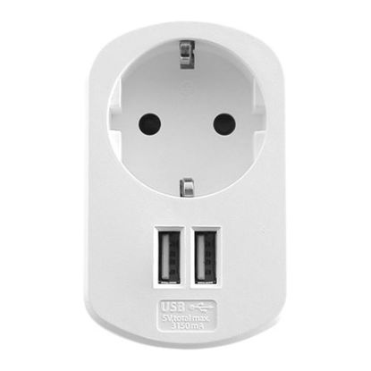 Imagem de Carregador de Tomada Ewent 2 Portas USB + Shuko
