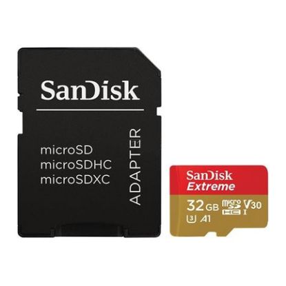 Imagem de MicroSD Sandisk Extreme UHS-I 32GB Class10 (U3) V30 A1 60/100MB/s + Adaptador SD