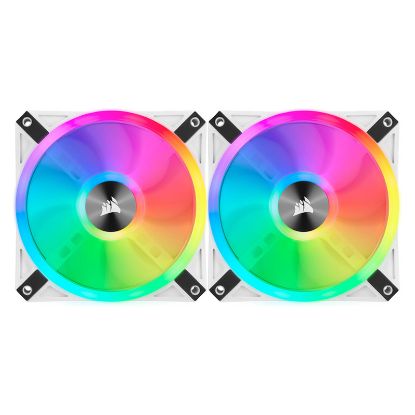 Imagem de Ventoinha 140mm Corsair iCUE QL140 PWM RGB Branca (Pack2)