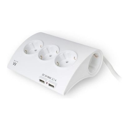Imagem de Bloco de 5 tomadas Ewent + 2 portas USB Charger - 1.5Mtr