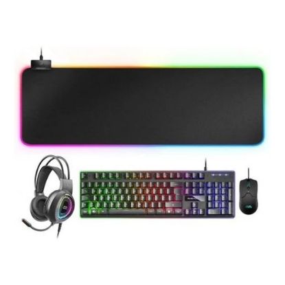 Imagem de Teclado e Rato + Headset + Tapete Mars Gaming Combo MCPEX RGB Preto (PT)