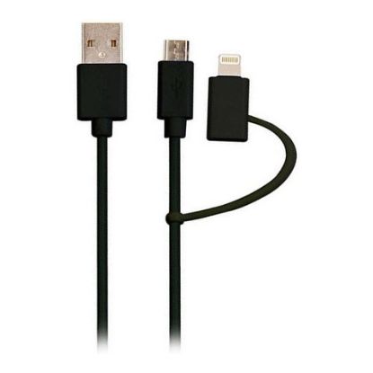 Imagem de Cabo USB2.0 p/ Lightning & MicroUSB Ewent Charging Preto - 1Mtr