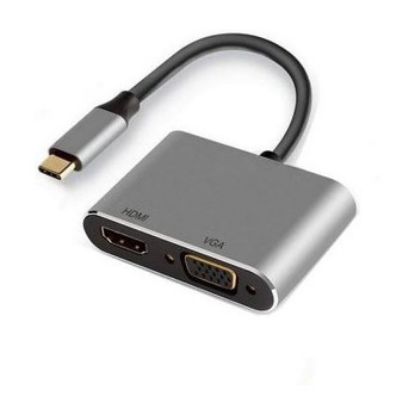 Imagem de Cabo Adaptador Type-C p/ HDMI + VGA M/F Ewent Preto - 15cm