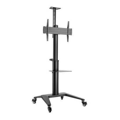 Imagem de Suporte Chão Móvel p/ Ecrã 37"/70" Napofix VWA1125B Inclinável/Rotativo c/ Prateleira Preto