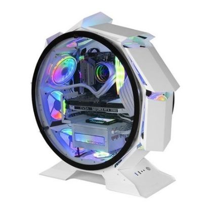 Imagem de Caixa Mars Gaming MCORB Circular Premium Branca (Micro-ATX) (Vidro Temperado)