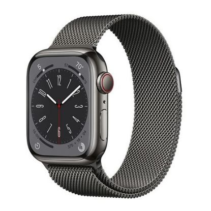 Imagem de Apple Watch Series 8 GPS + Cellular Aço Inoxidável Grafite | Bracelete Loop Milanesa Grafite (41mm)