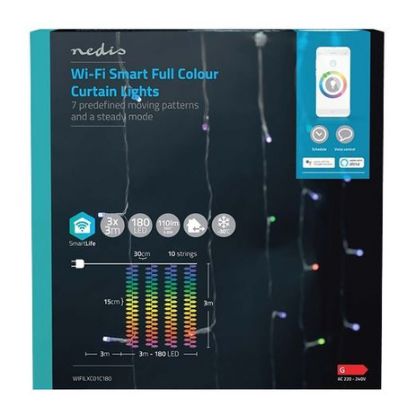 Imagem de Cortina de Luz Nedis SmartLife Wi-Fi RGB 180 Leds 3Mtr