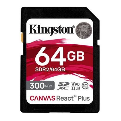 Imagem de Secure Digital Kingston 64GB Class10 (U3) 8K 300/260MB/s Canvas React Plus