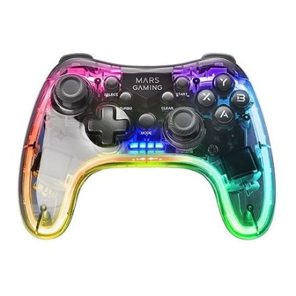 Imagem de GamePad Mars Gaming MGP24 RGB Wireless Translúcido (PC/PS3/PS4/PS5/Xbox360/Mac/Android)