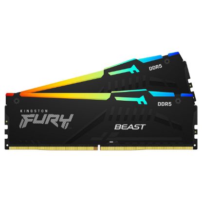 Imagem de Dimm DDR5 Pack 2x 32GB (64GB) Kingston CL40 5600MT/s Fury Beast RGB Preta