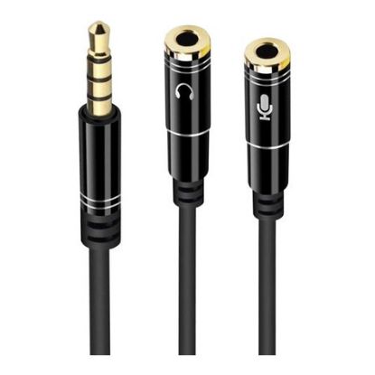 Imagem de Cabo Adaptador Audio 3.5mm p/ Dual 3.5mm Ewent Aluminio M/F - 30cm
