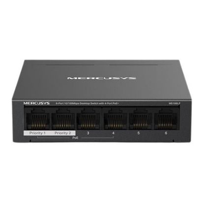 Imagem de Switch de Rede Mercusys 6 Portas 10/100Mbps 4xPoE+ - MS106LP